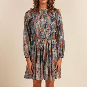 Trovata Birds of Paradis Abigail Bramble Mini Dress Floral Long Sleeve Small